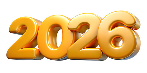 Golden 2026 3D Render for New Year Designs and Future Projections in Graphic Arts
