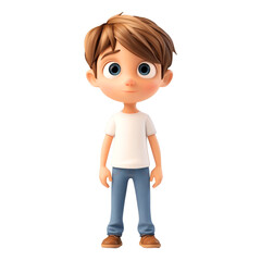 Cartoon Boy Posing: A charming cartoon boy stands, embodying the innocence and wonder of childhood, rendered in a vibrant, digitally-created style. 