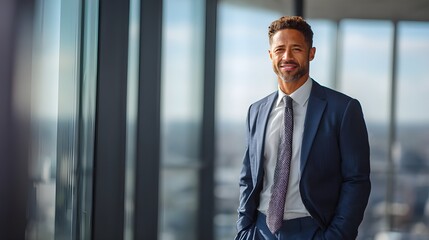 Confident Businessman in Modern Office, Successful Entrepreneur Portrait