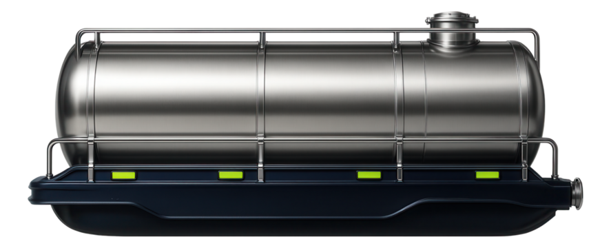 Chemical tanker with reinforced hull and side-mounted safety rails