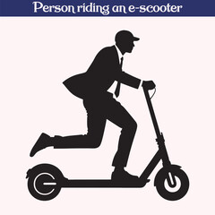 Person riding an e-scooter high quality silhouette design