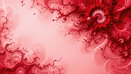 create an imaginative, abstract background image featuring a fractal pattern in crimson tones, place a clear subject at the top of the image with ample copy space at the bottom