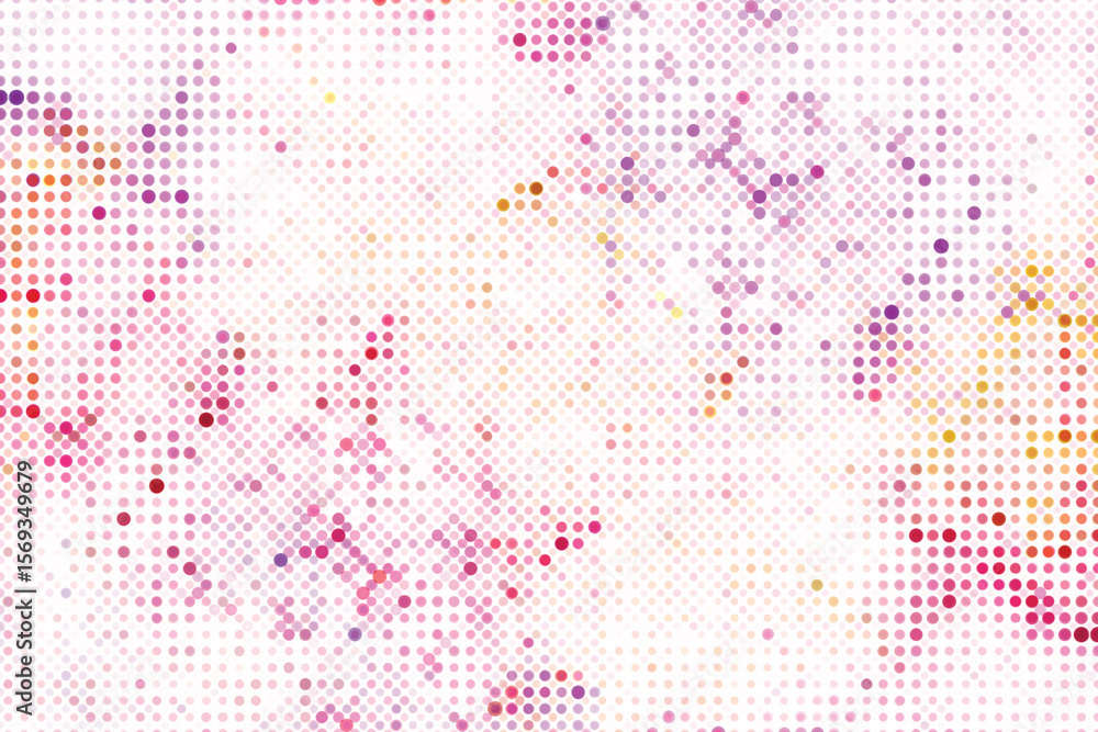 Poster abstract dotted pattern with pink purple and yellow hues creating a textured visual effect art isola