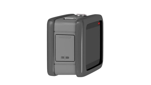 3D View of a Modern Action Camera with Lens and Red Recording Light