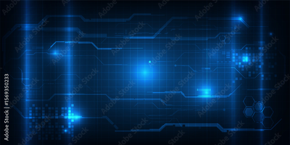 Poster abstract futuristic digital technology background and digital circuit communications for hi tech adv