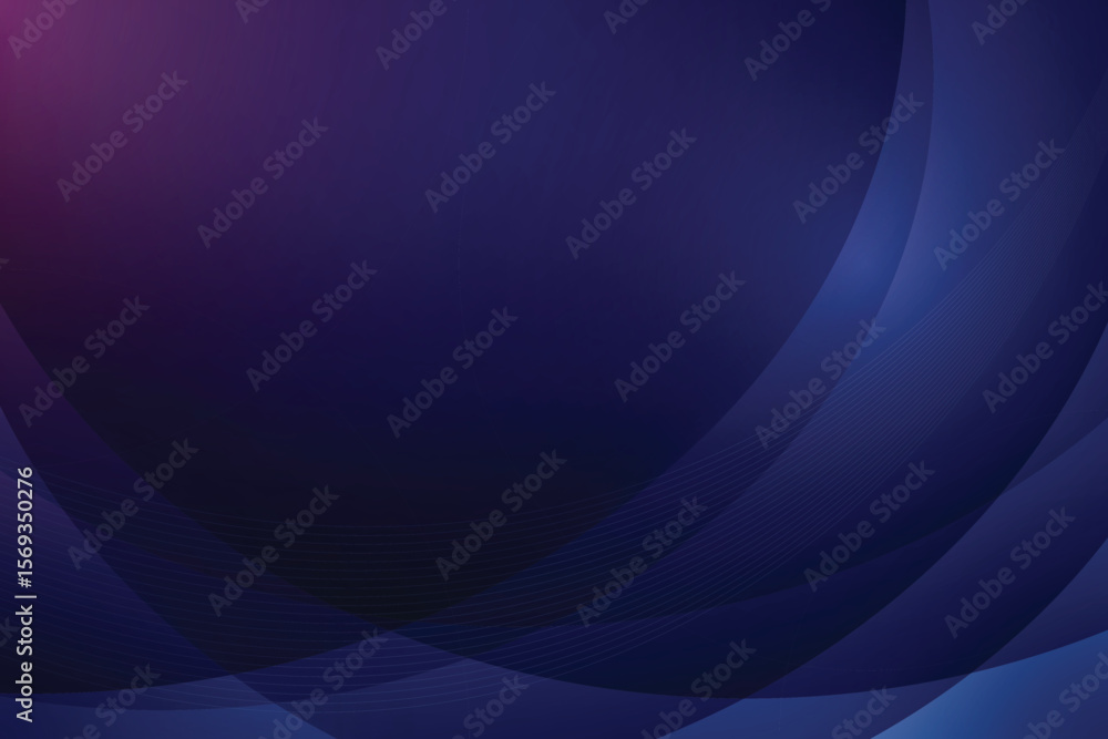 Poster abstract background with curved lines and a gradient from purple to dark blue color palette isolated