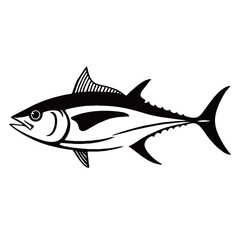 silhouette photo of tuna fish on a white background