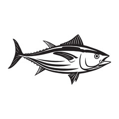 silhouette photo of tuna fish on a white background