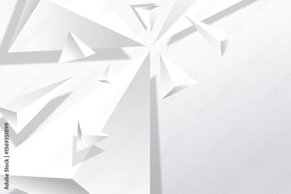 Poster abstract white background with geometric shapes and shadows creating a dynamic composition isolated 
