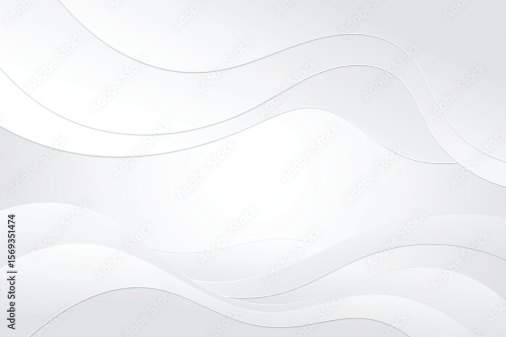Aufkleber Abstract white background with wavy lines and subtle shadows creating a modern design element isolated on transparent background