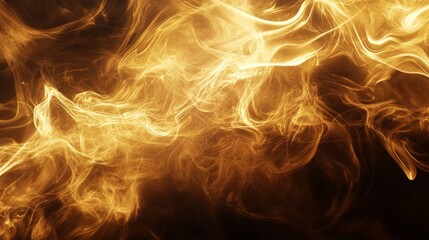 Obraz premium Swirling flames with bright yellow and orange tones on black background showing energy and danger