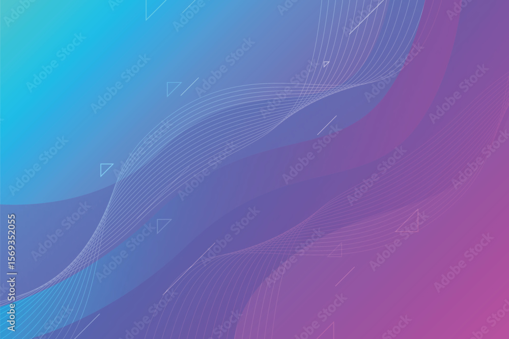 Poster abstract background with flowing lines and geometric shapes in vibrant gradient colors isolated on t