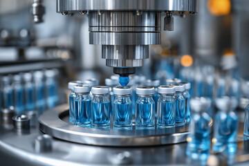 Ampoule filling and sealing machine in pharmaceutical factory for medication production