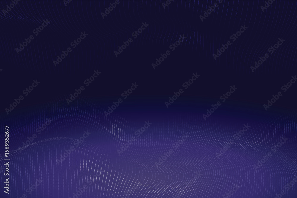 Poster abstract dark blue background with wavy lines pattern in the lower section of the composition isolat
