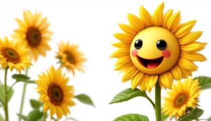 joyful, bouncy and playful create a visually appealing 3d animated sunflower character that exudes joy, bounce, and playfulness