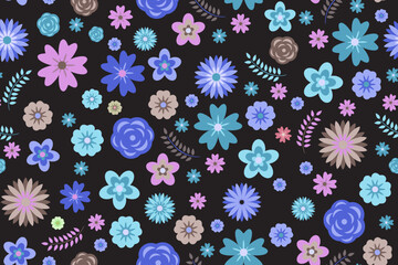 seamless pattern hand drawn groovy floral