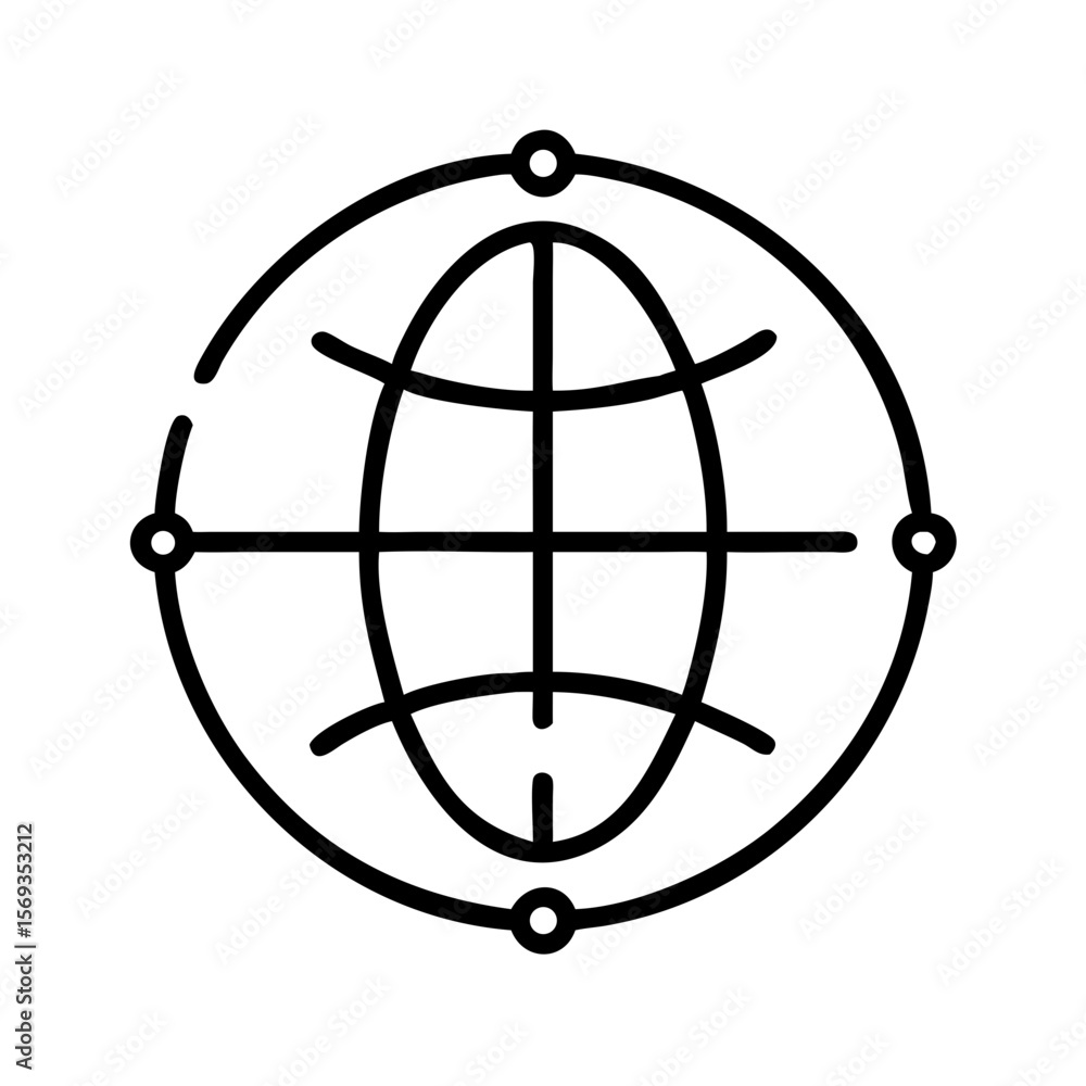 Poster wireframe globe icon representing global connectivity and technology