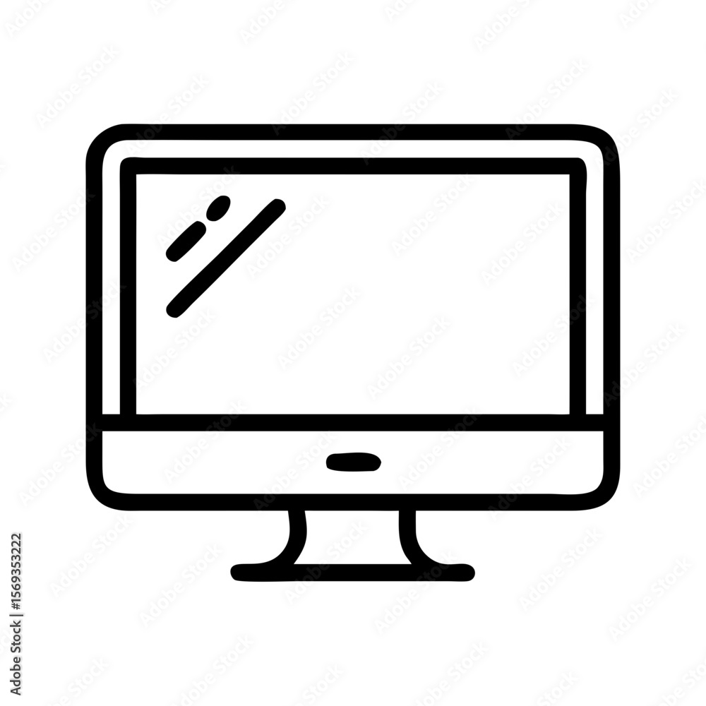 Poster monitor icon in minimalist design with simple black outline