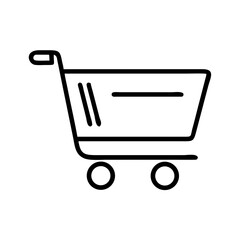 Shopping cart icon in minimalist style with black lines  