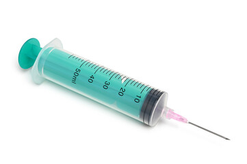 Green plastic syringe