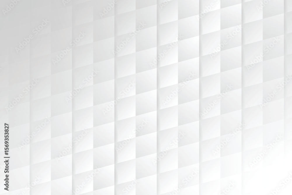 Poster a white geometric background with a pattern of raised squares creating a subtle three dimensional ef