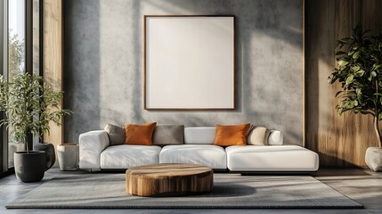 Minimalist Frame Mockup ISO A-Series Paper. Modern Scandinavian Interior Design. Interior Frame Mockup with Home Background