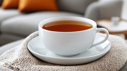 white tea cup cozy knit blanket relaxation

