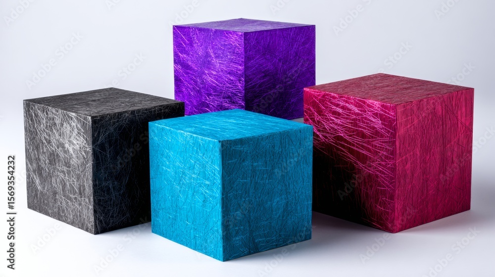 Aufkleber vibrant textured colored cube blocks on clean studio background for bold graphic material display