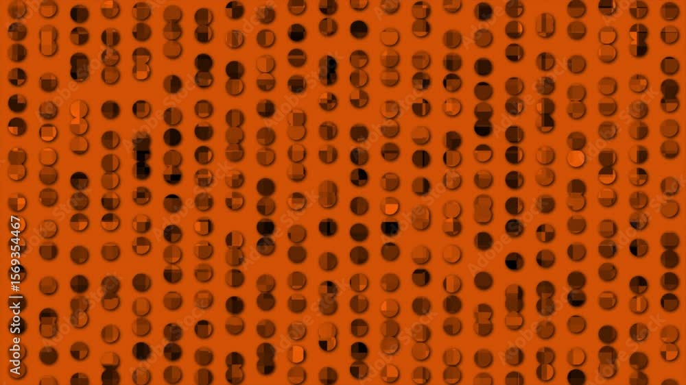 Poster orange color moving circular shapes 3d design loop able geometrical background