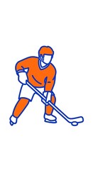 Obraz premium Hockey player illustration vector image of an athlete with stick ready for game action sport art