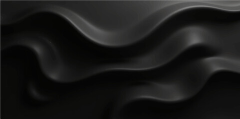Refined black silky wave background with smooth gradient folds and polished abstract flow for premium design