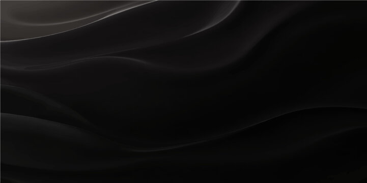 Premium black abstract wave background with smooth folds and deep shadow texture for luxury branding