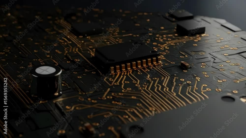 Poster the glowing ai lettering on a microchip symbolizes artificial intelligence and the future of compute