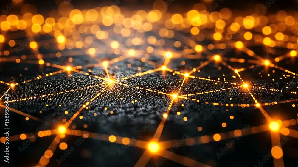 Poster abstract futuristic technology background with glowing nodes and connecting lines
