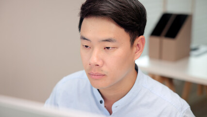 Smart AI cyber bot IT deep tech tools help write prompt python code web screen. Asia people asian...