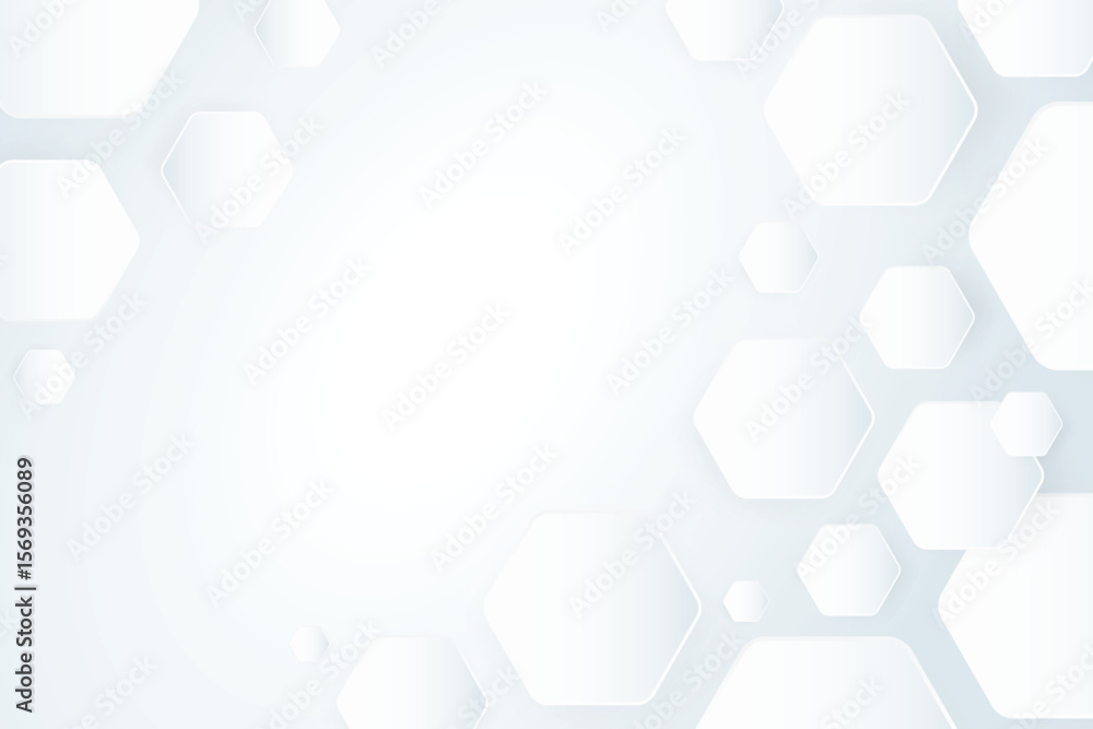 Aufkleber abstract white background with hexagonal shapes and soft shadows creating a clean design space isola