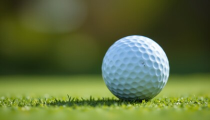 close up of a golf ball with plenty of empty space to its right, ideal for.