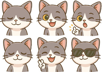 Adorable Grey Cat Sticker Pack &ndash; Funny and Emotional Expressions