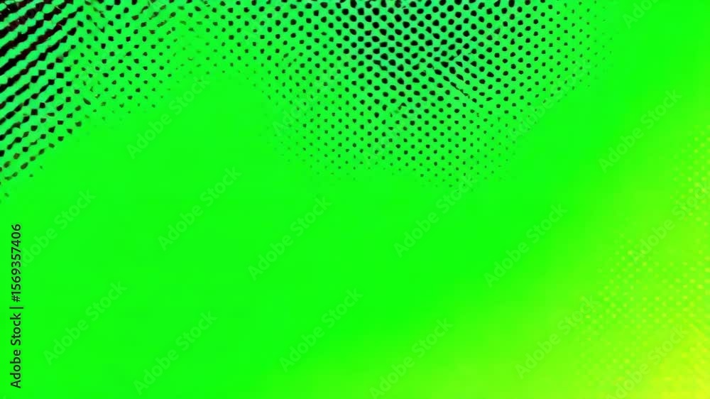 Poster a vibrant green and yellow gradient background features a halftone dot pattern for a modern, texture
