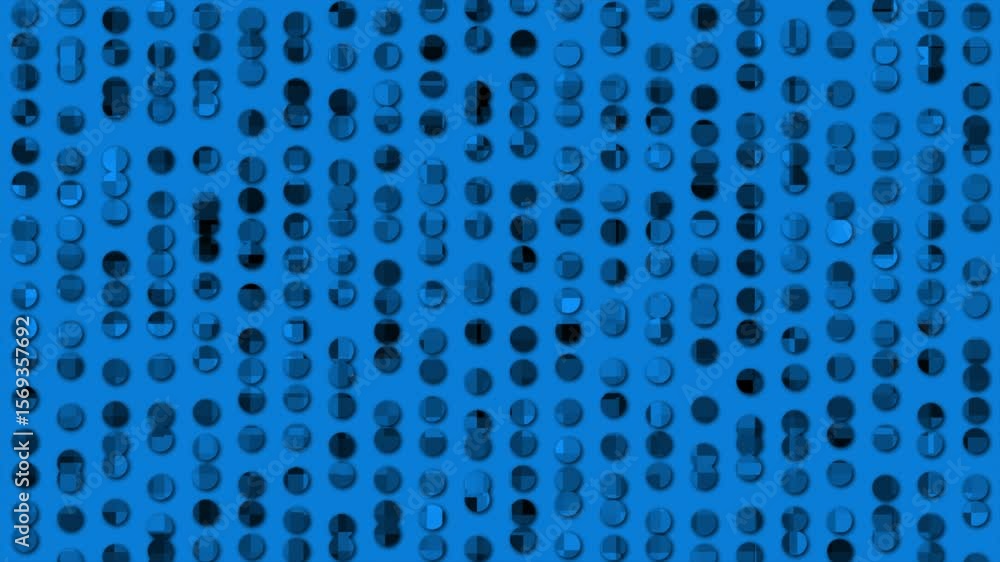 Poster royal blue color moving circular shapes 3d design loop able geometrical background