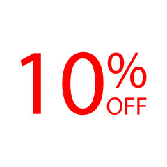 Bold 10% Off sale sign png with vibrant red text on a solid black background. High-resolution, minimalist PNG graphic perfect for eye-catching retail promotions, e-commerce banners,