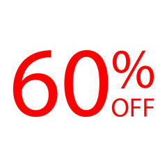 Bold red 60% OFF sign on minimal - High resolution clean vector PNG for retail marketing, ecommerce promos, big discounts, and digital sale tags or product labels
