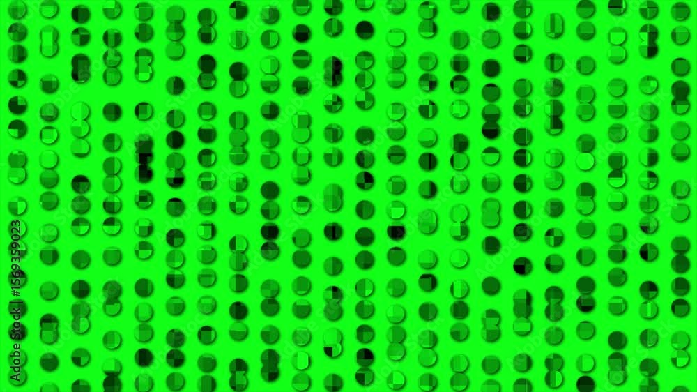 Poster green color moving circular shapes 3d design loop able geometrical background