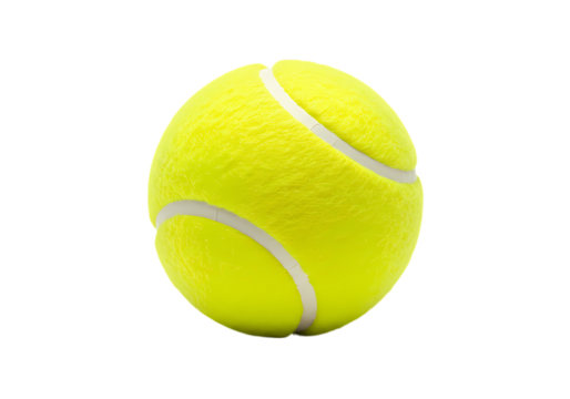 A Vibrant Yellow Tennis Ball Against a Pure White Background isolated on transparent background