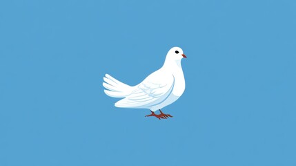 A white dove on light blue represents peace worldwide. A clean flat vector suited for logos, banners, and emblems. 