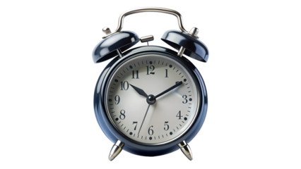 Classic Black Alarm Clock Isolated on Transparent Background