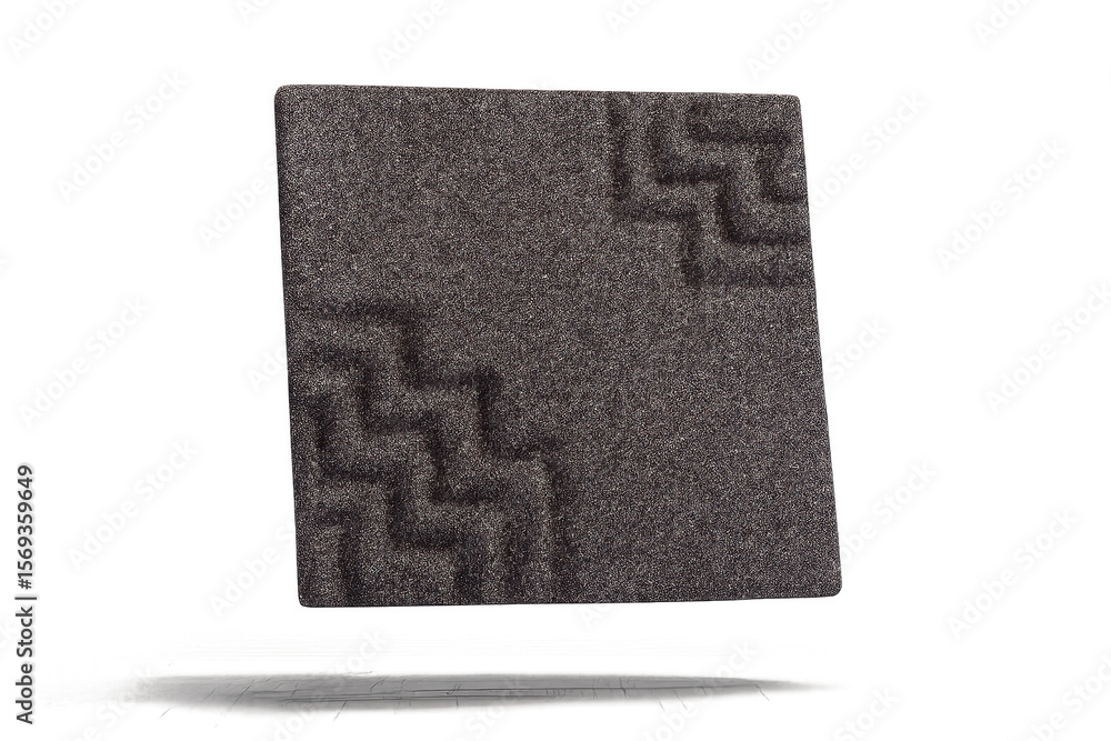 Poster dark grey textured rectangular object with abstract pattern, isolated subject