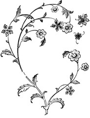 Fototapeta premium Vintage Banners and Ribbons, Floral Illustrations, vintage design, antique art