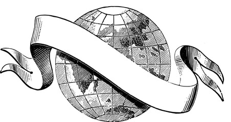 Vintage Banners and Ribbons, Floral Illustrations, vintage design, antique art