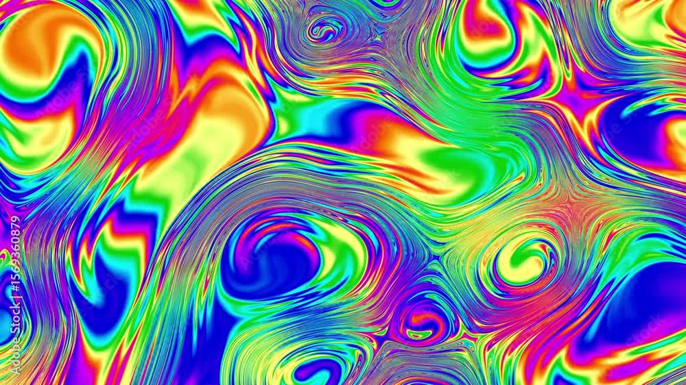 Poster Colorful abstract animated background. The movement of a transparent multi-colored glass surface. Active movement of the liquid effect. Conceptual